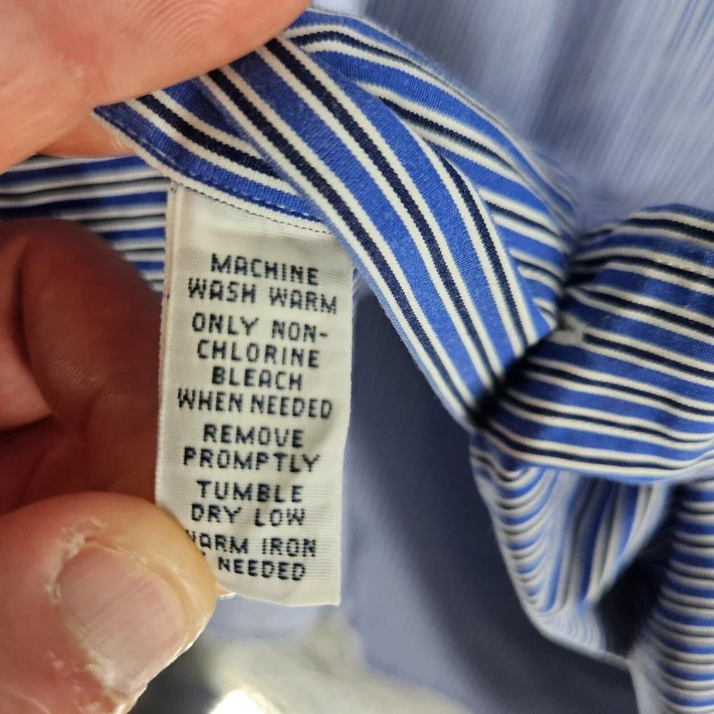 Polo by Ralph Lauren Men's Dress Shirt Sz 16 34/35 Blue White Striped Custom Fit
